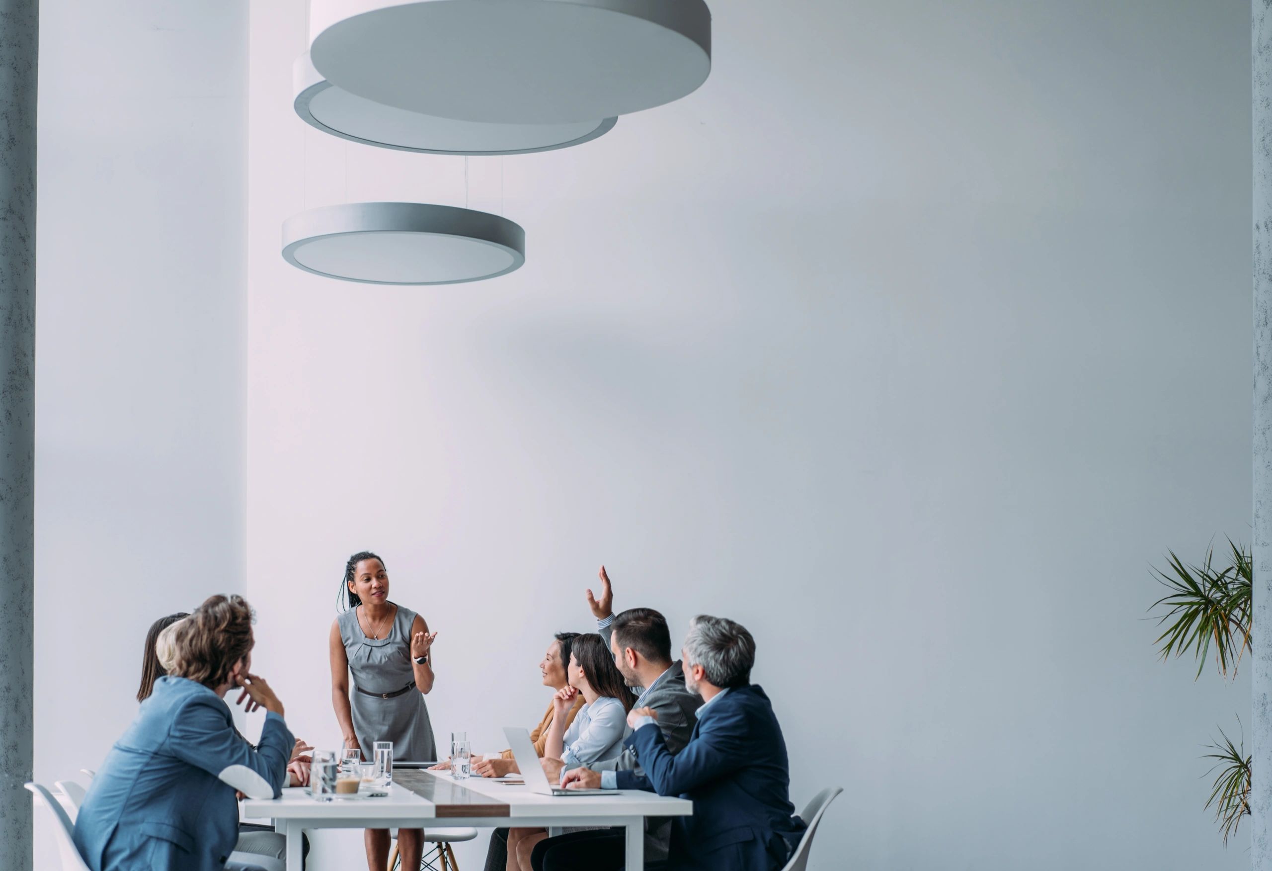Boardroom meeting with presentation